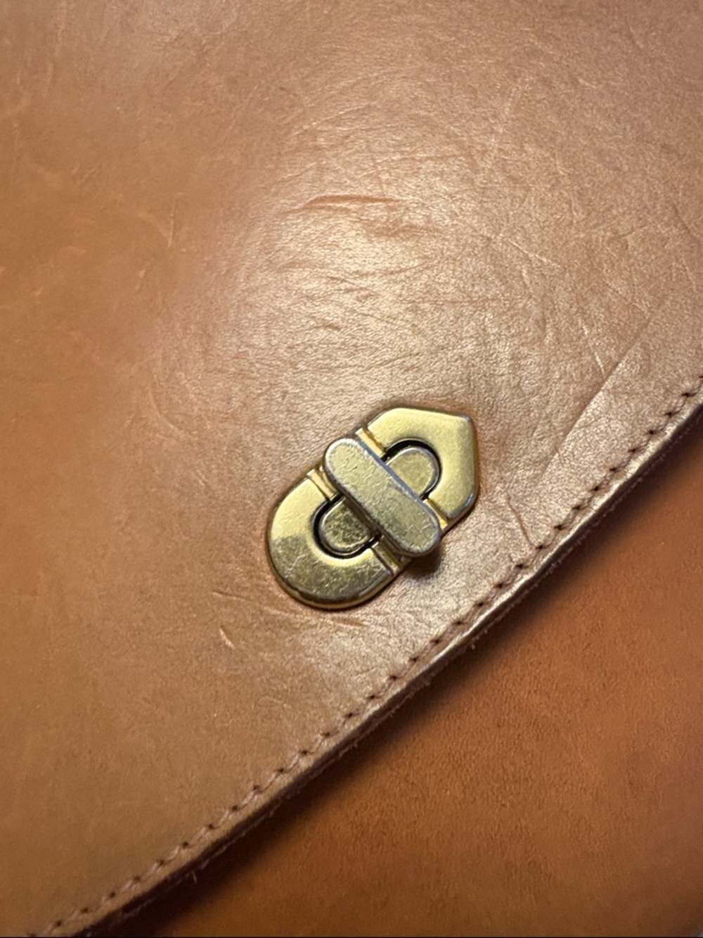 CLARE V Turnlock Classic Tan Leather Crossbody Shoulder Bag - Picture 6 of 11
